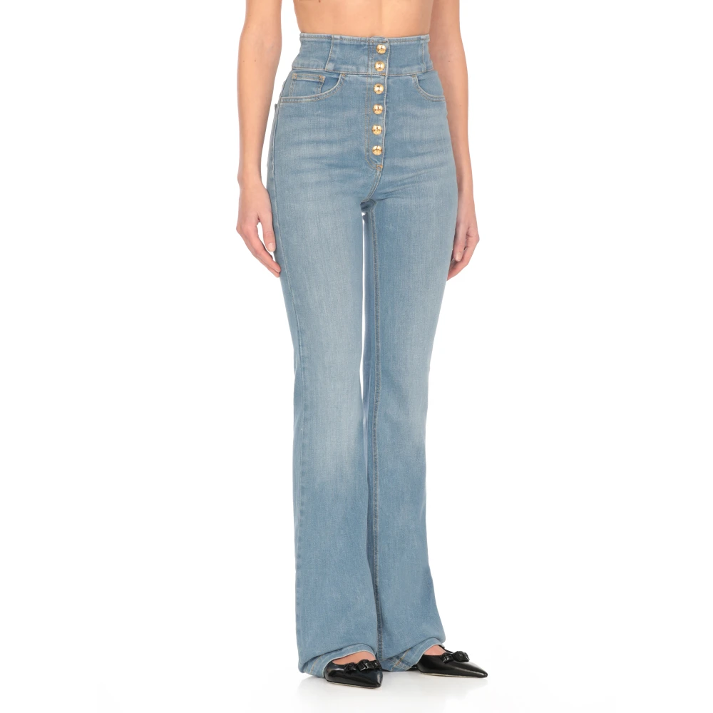 Elisabetta Franchi Lichtblauwe Jeans met Riemlussen Blue Dames