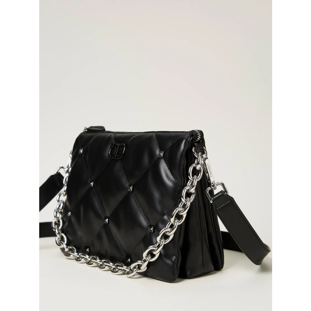Twinset Zwarte schoudertas met strass Black Dames