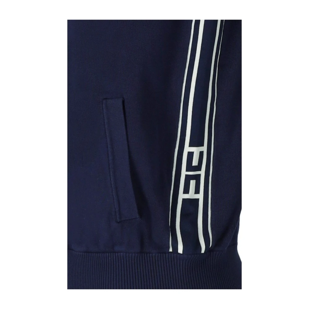 Elisabetta Franchi Blauw en Ivoor Cardigan met Logo Banden Blue Dames