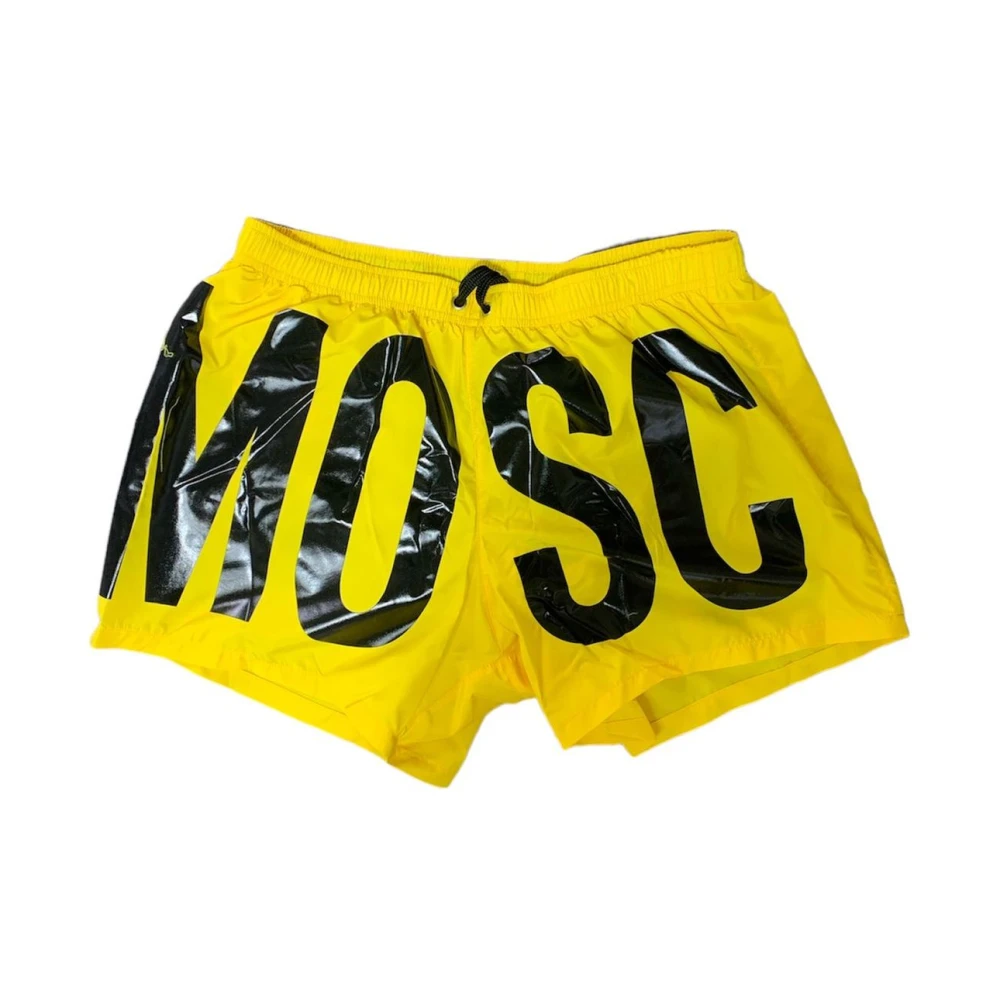 Moschino Gele Big Logo Zwemkleding Yellow Heren