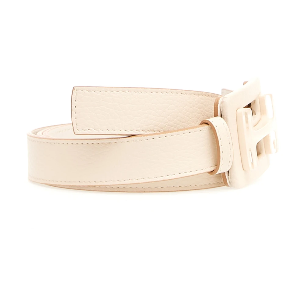 Hogan Witte leren riem met gesp Beige Dames