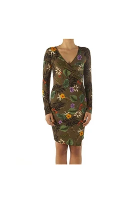 Floral Cross-Neck Klänning