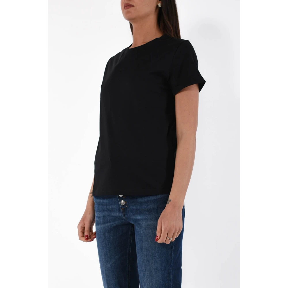 Dondup Katoenen Jersey Geborduurd T-shirt Black Dames