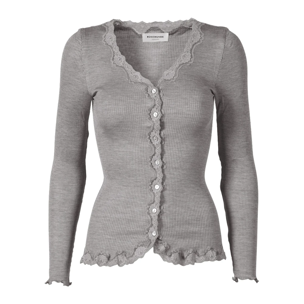 Rosemunde Women's Gray Cardigans, S, Light Grey Cardigan With Lace Details