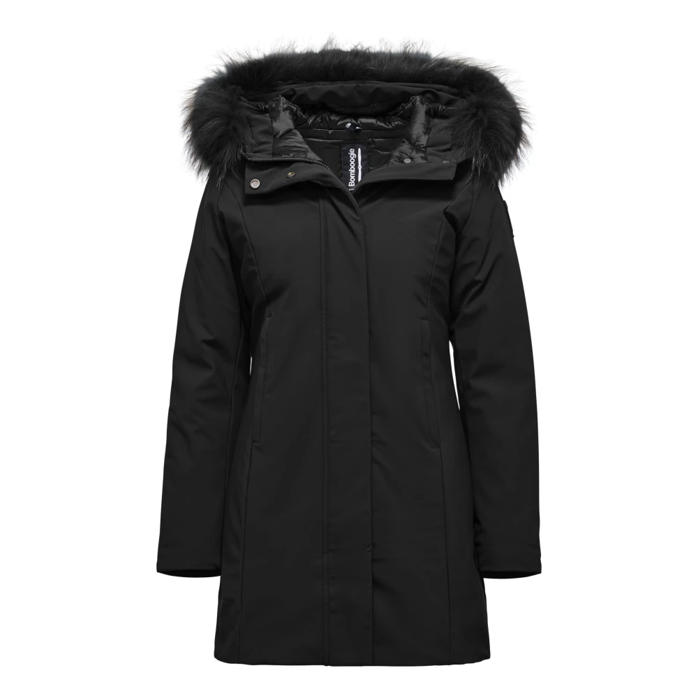 BomBoogie Winter Parka Jas met Bont Capuchon Black Dames