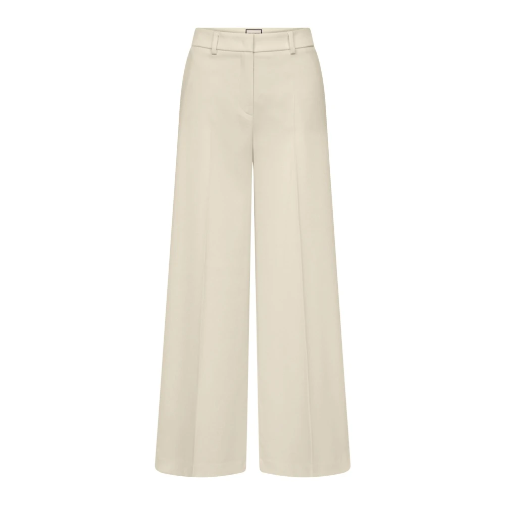 Seductive Mid Waist Wide Leg Trousers Beige, Dam