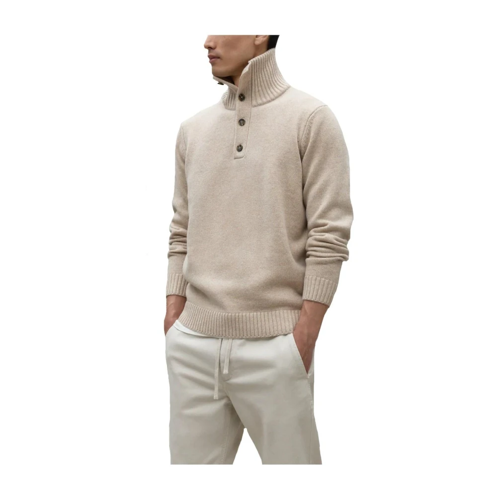 Ecoalf Men's Beige Classic Cotton Jersey Turtleneck - Turtlenecks - S - Knitwear