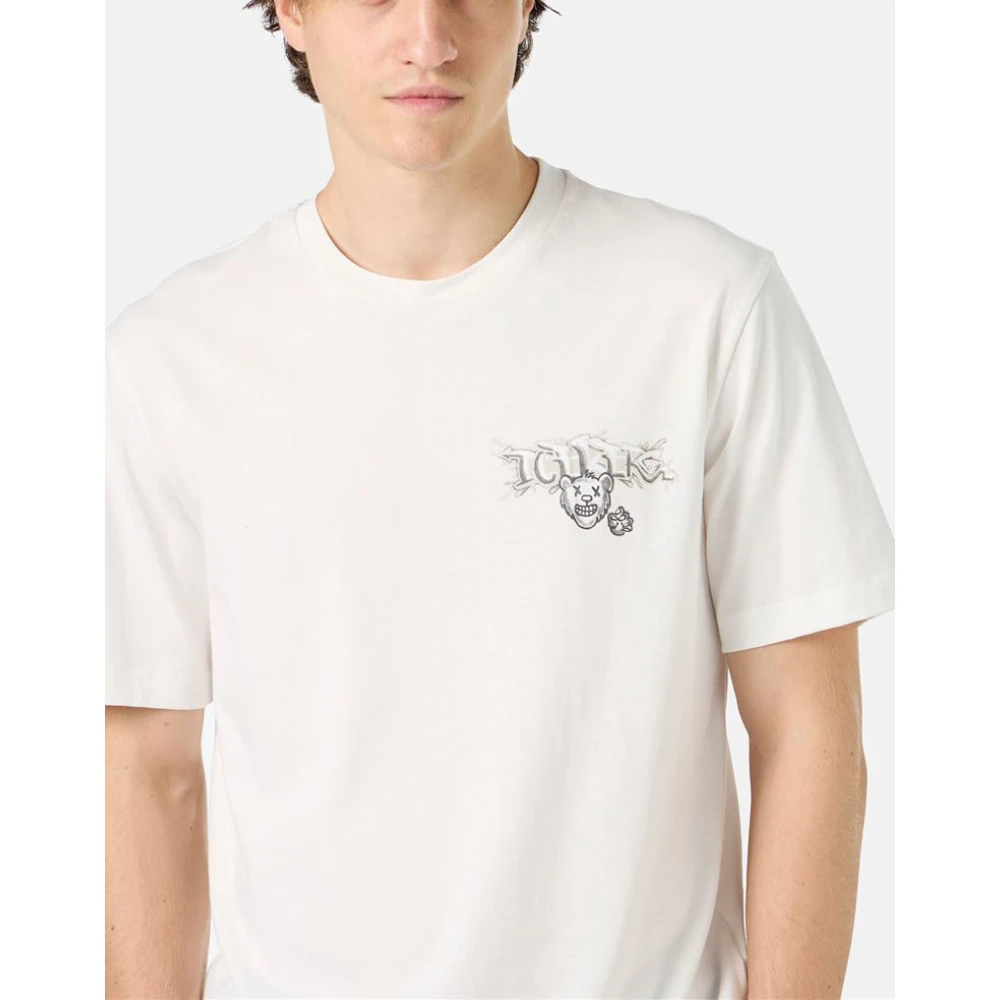Iceberg Wit katoenen jersey T-shirt met Splash en Bear logo print op het hart Beige Heren