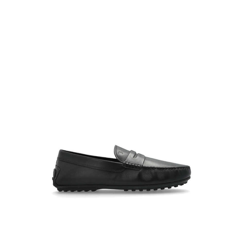 TOD'S 黒 レザー スリッポン チェーン装飾