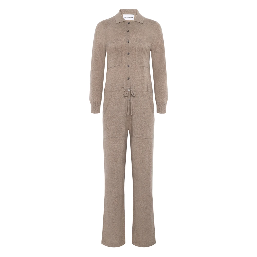 Emerson Renaldi Kasjmier Geknoopte Jumpsuit met Zakken Beige Dames