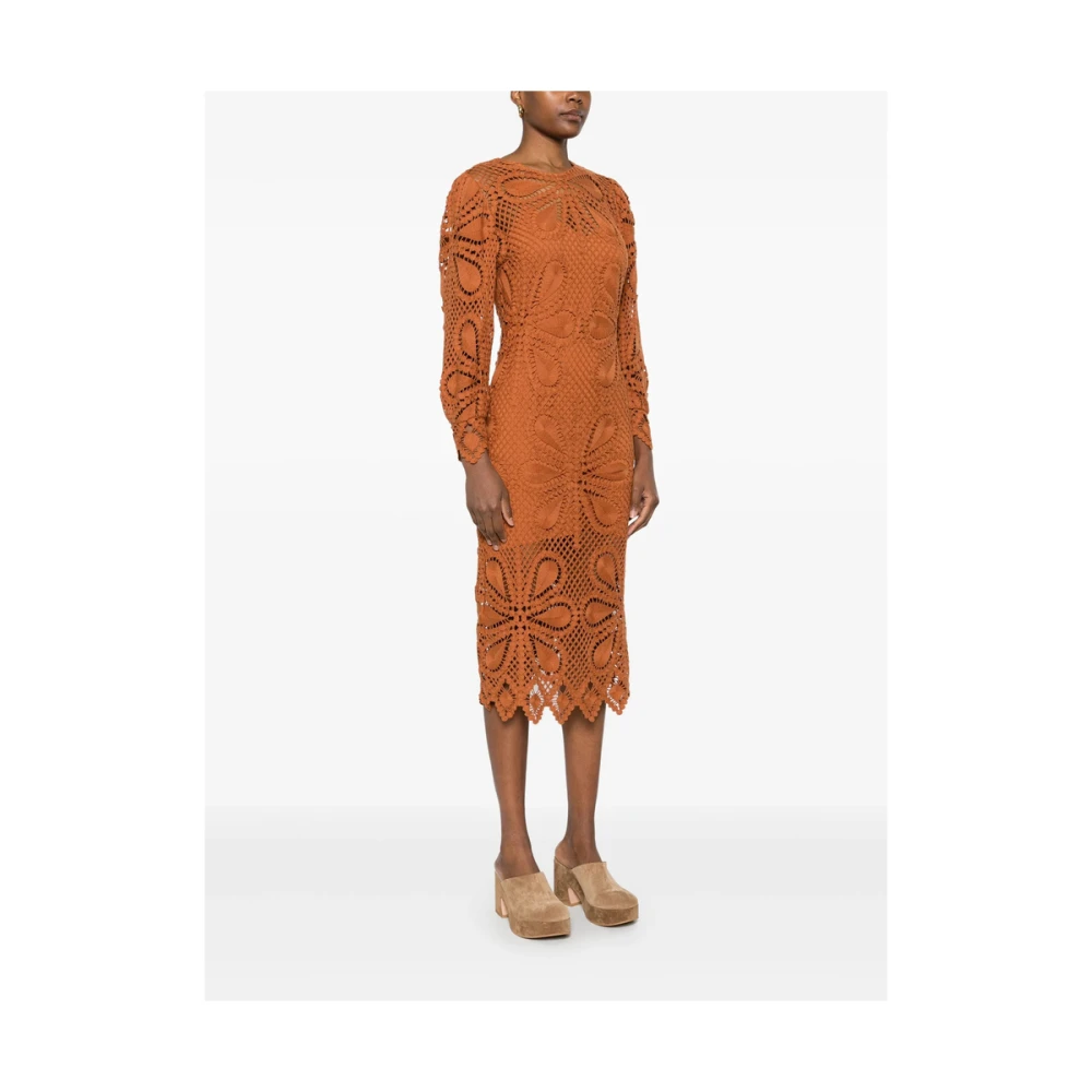 BA&SH Terracotta Bruine Jurk met Lange Mouwen Brown Dames
