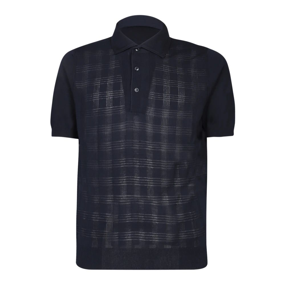 Lardini Katoenen poloshirt met ruitdetails Blue Heren