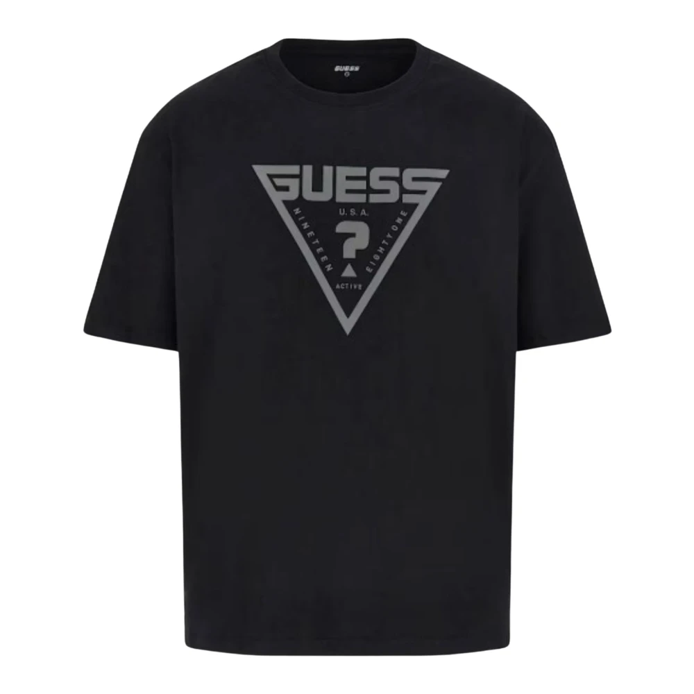 Guess Men's Black Cotton Jersey T-Shirt With Oversized Logo - T-Shirts - 2XL - Tops