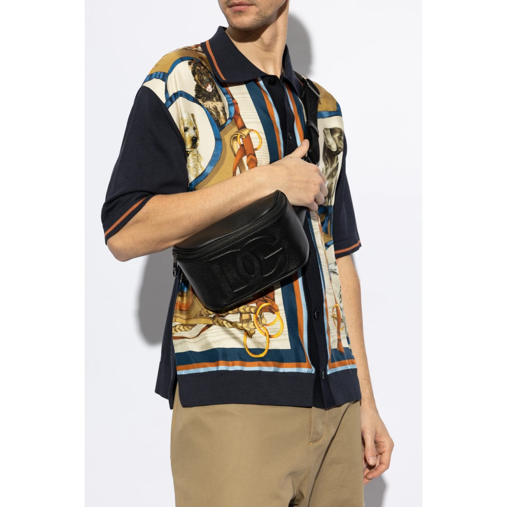 Dolce & Gabbana Leren heuptas Black Heren