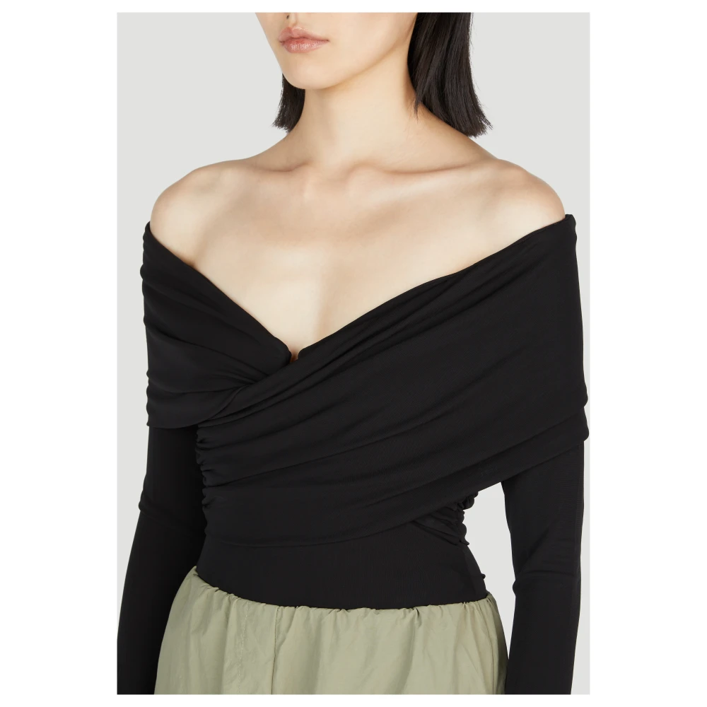 Paris Georgia Gerimpelde V-hals Bodysuit Black Dames