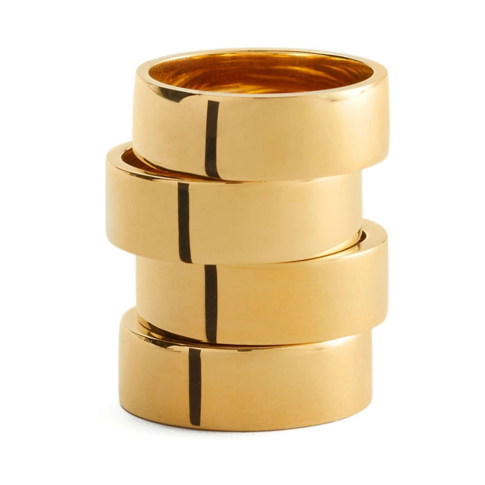 Mm6 Maison Margiela Women's Yellow 4 Ring Sculptural Stacked Numeric Rings Set - Rings - L - Accessories