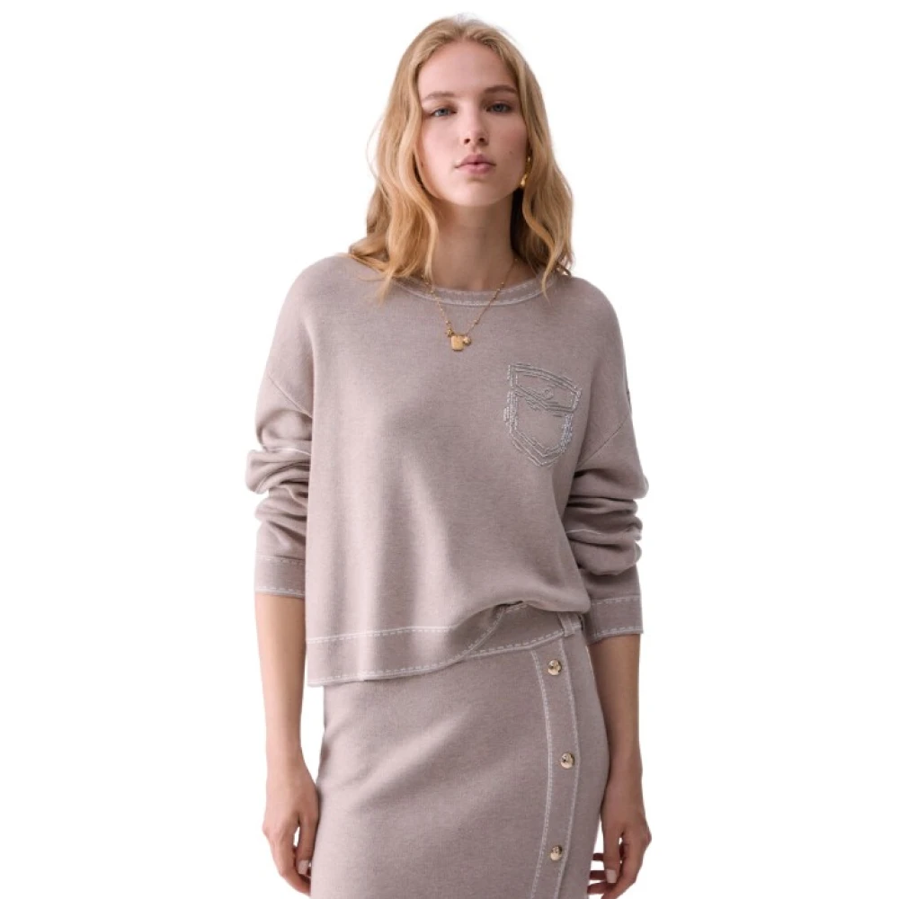 Liu Jo , Damen, Strickwaren, Beige, Xs