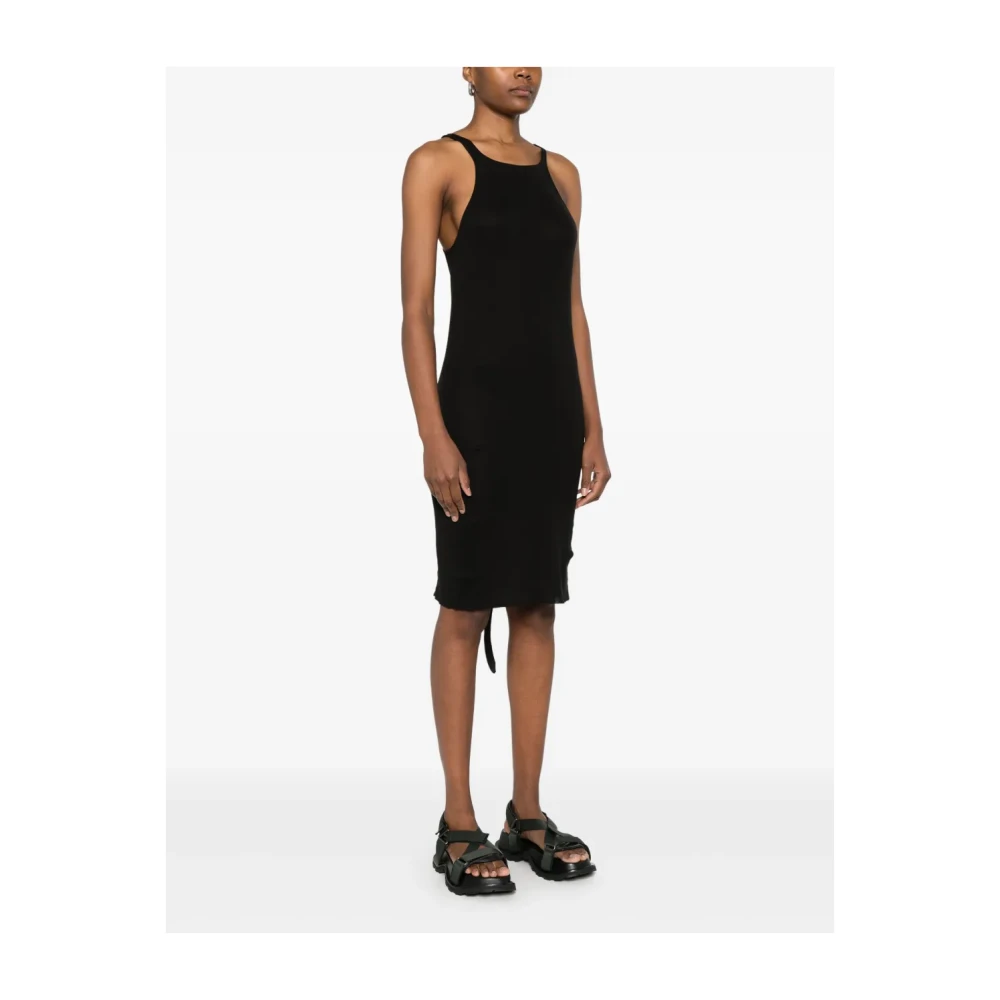 Rick Owens Zwarte Midi Jurk met Racerback Black Dames