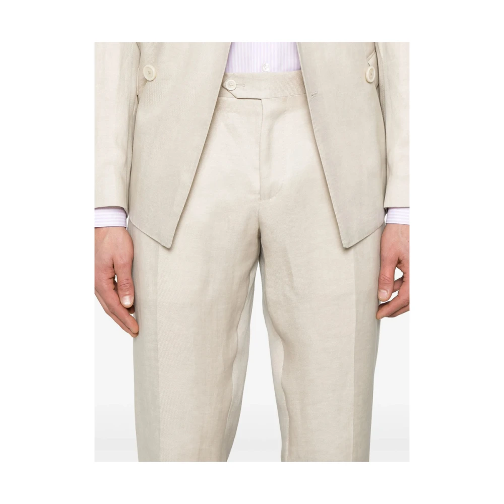 Lardini Beige Double-Breasted Knoopsluiting Pak Beige Heren