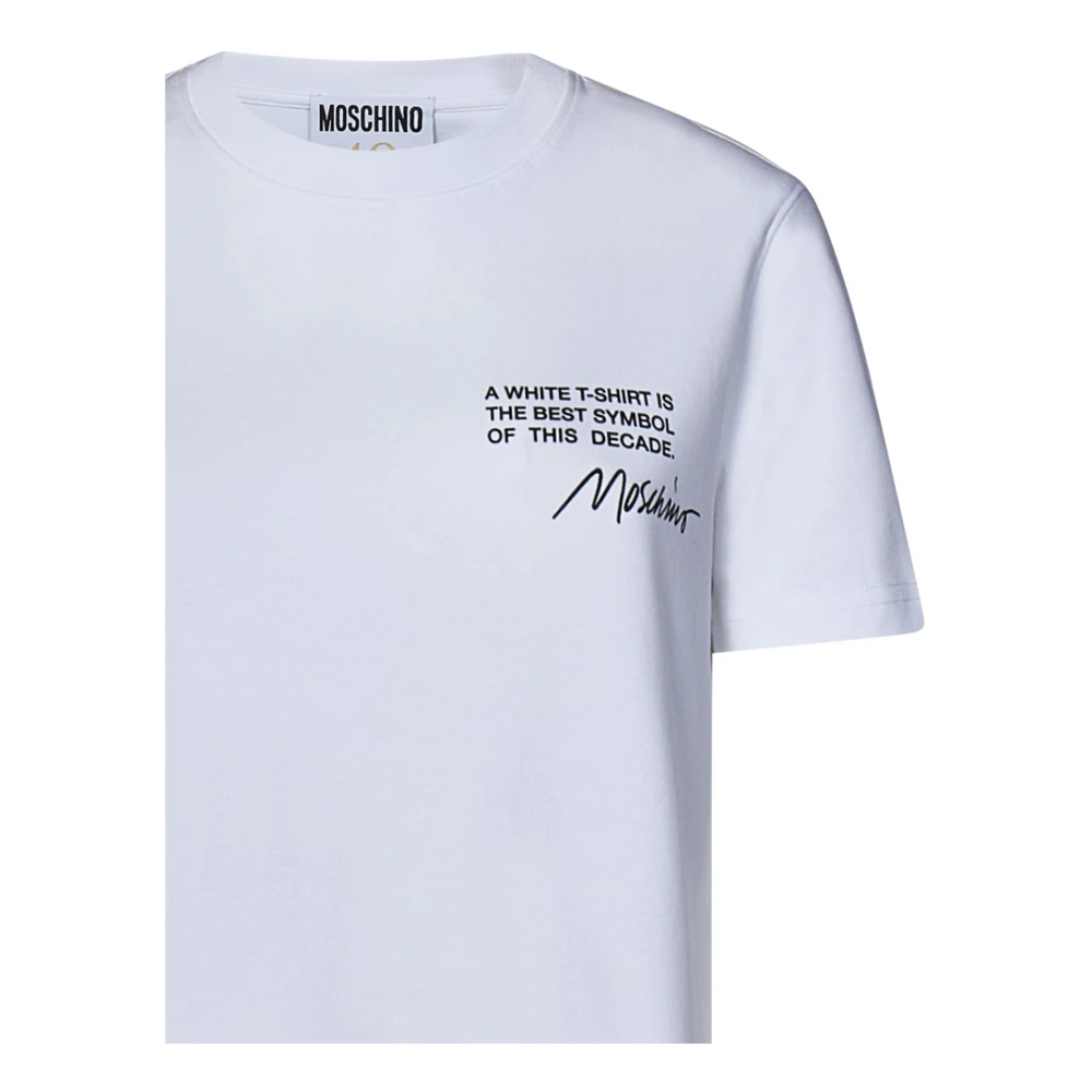 Moschino Witte Ribgebreide Crewneck T-shirts en Polos White Dames