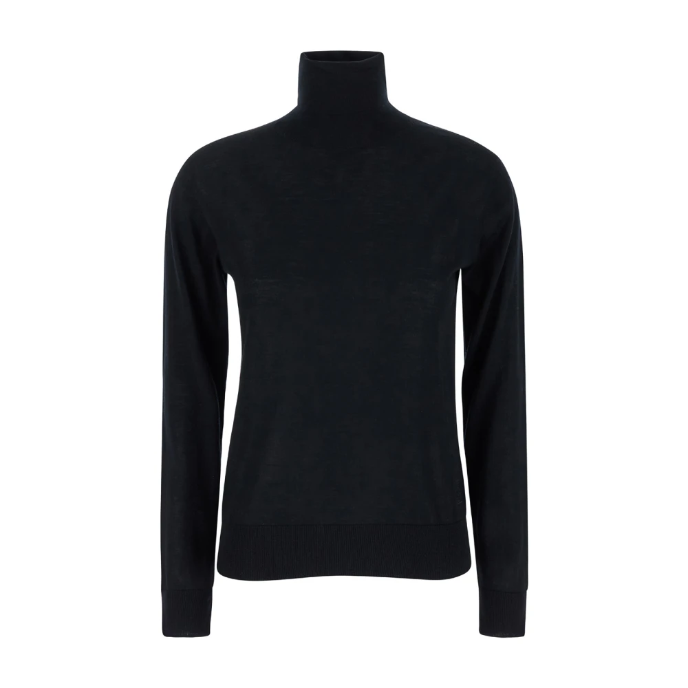 Semicouture Zwarte Wol Pullover Hoge Hals Sweater Black Dames