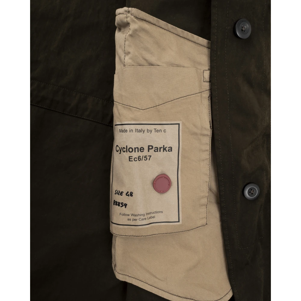 Ten C Klassieke Cyclone City Parka met capuchon Green Heren