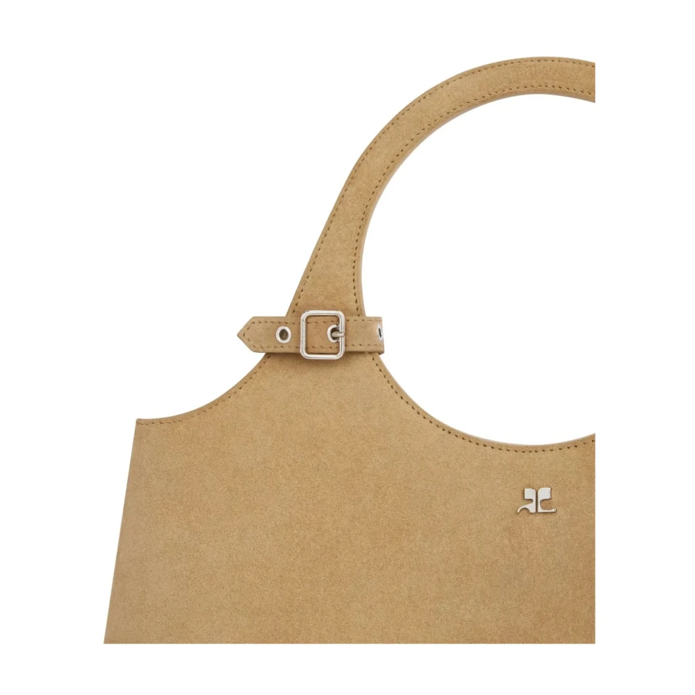 Courrèges Suede Clutch Tas in Fawn Beige Dames