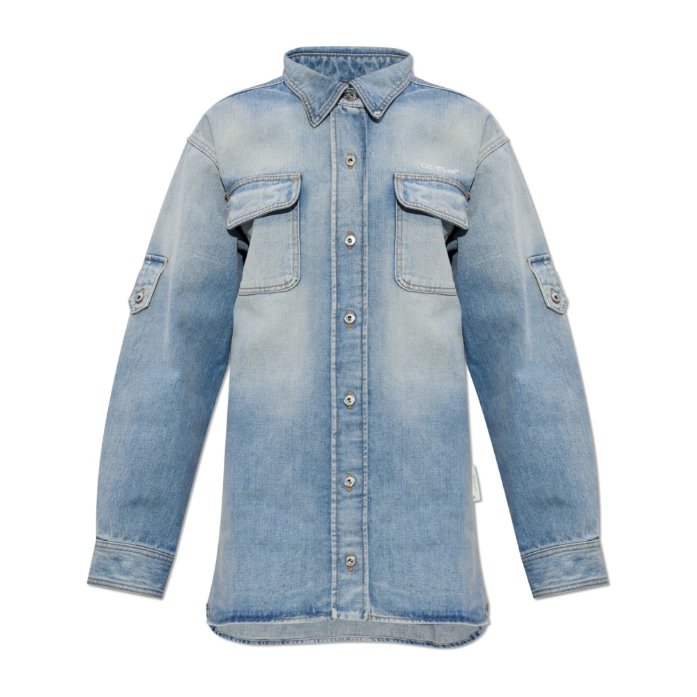 Off White Donna Blu Camicette L, New,