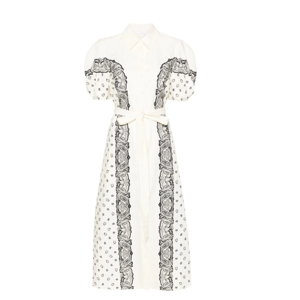 Chloé Bandana Print Midi Overhemdjurk White Dames