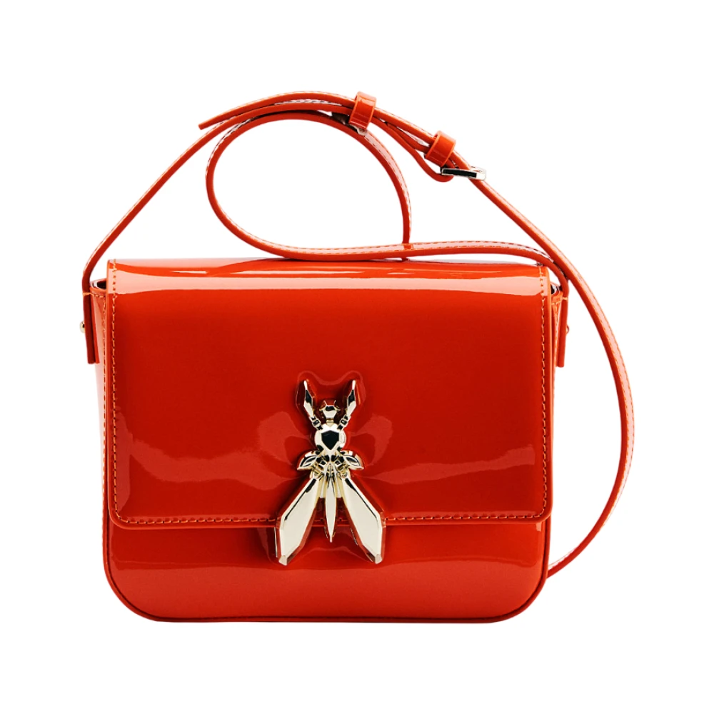 Patrizia Pepe Femme Orange Sacs, Taille: One Size Sac Bandoulière En Cuir Verni Essential Fly
