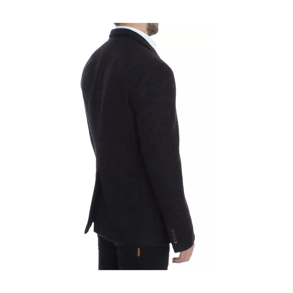 Dolce & Gabbana Bordeaux Alpaca Twee-Knoop Blazer Black Heren