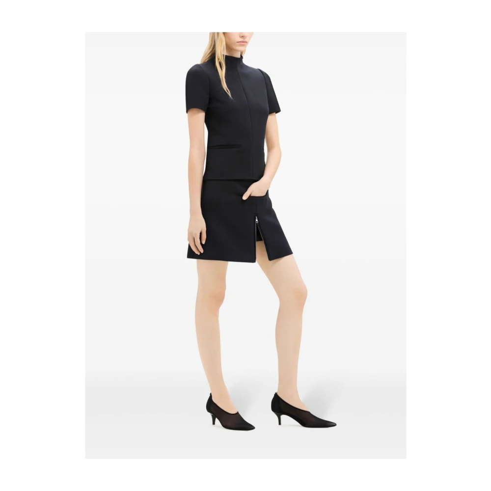 Courrèges Zwarte Twill Rits Rok Black Dames
