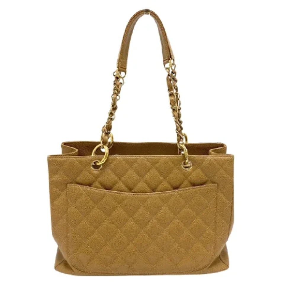 Chanel Vintage Pre-owned Leather totes Beige Dames