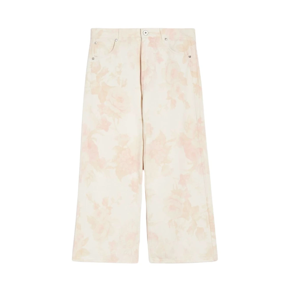 Max Mara Weekend Rodano Bloemen Cropped Jeans Beige Dames