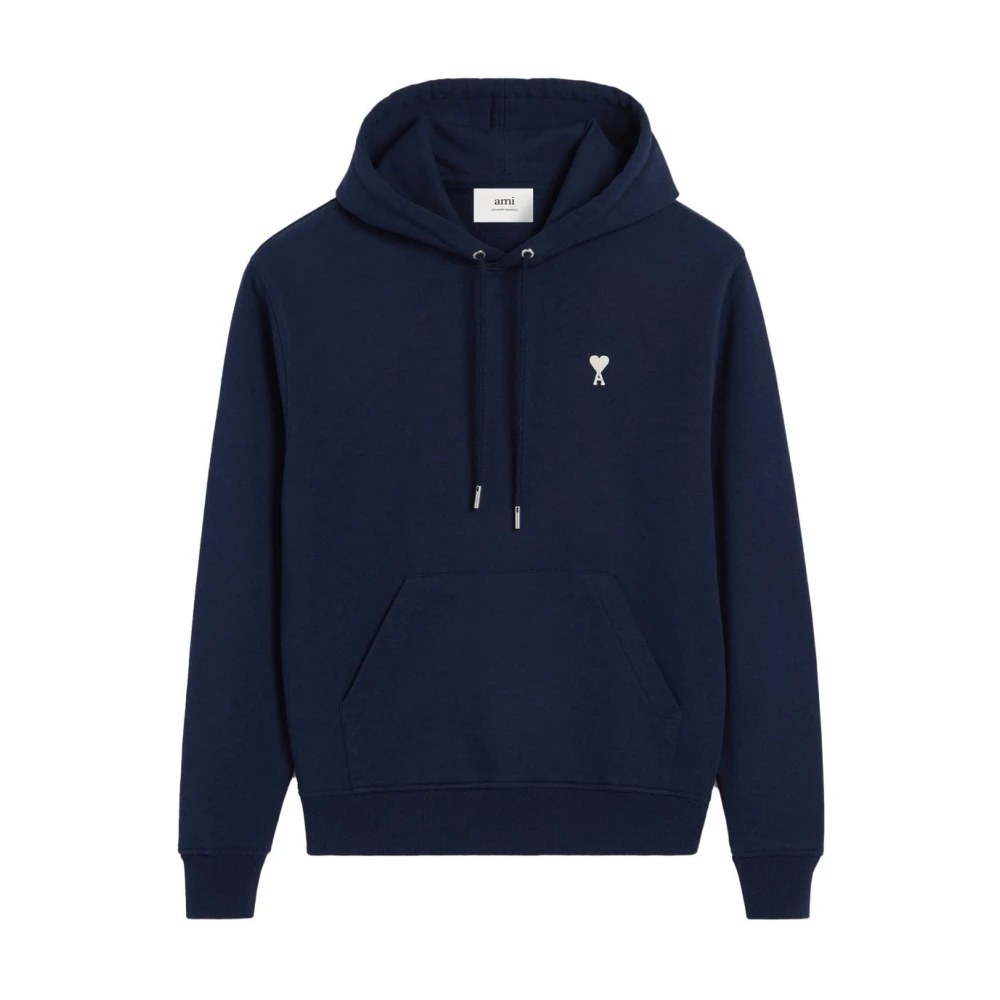 Ami Paris Hart Hoodie in Navy Blue Heren