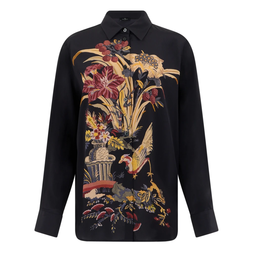 Etro Silk Shirt With Placed Print - Female - Shirts - Multicolor - S - Blouses & Shirts