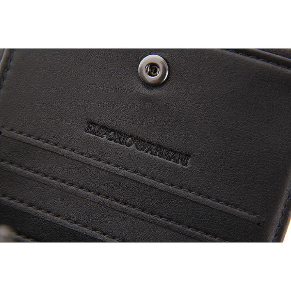 Emporio Armani Zwarte Herenportemonnee met Creditcardhouder en Muntvakje Black Heren