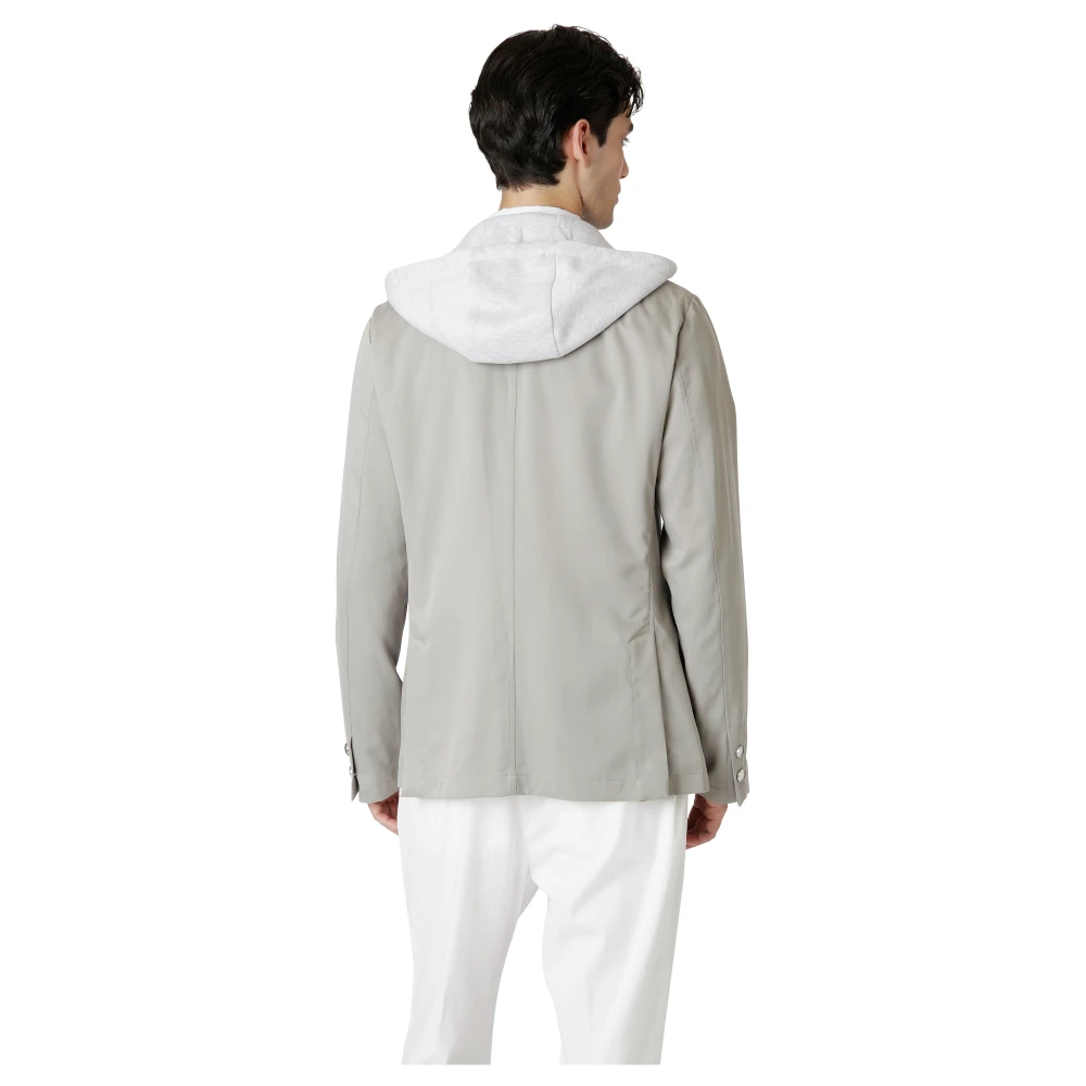 Eleventy Zijden Hoodie en Fleece Jas Gray Heren