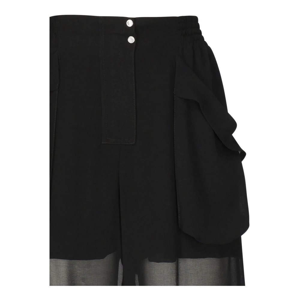 pinko Zwarte Cargo Broek Georgette Stof Black Dames