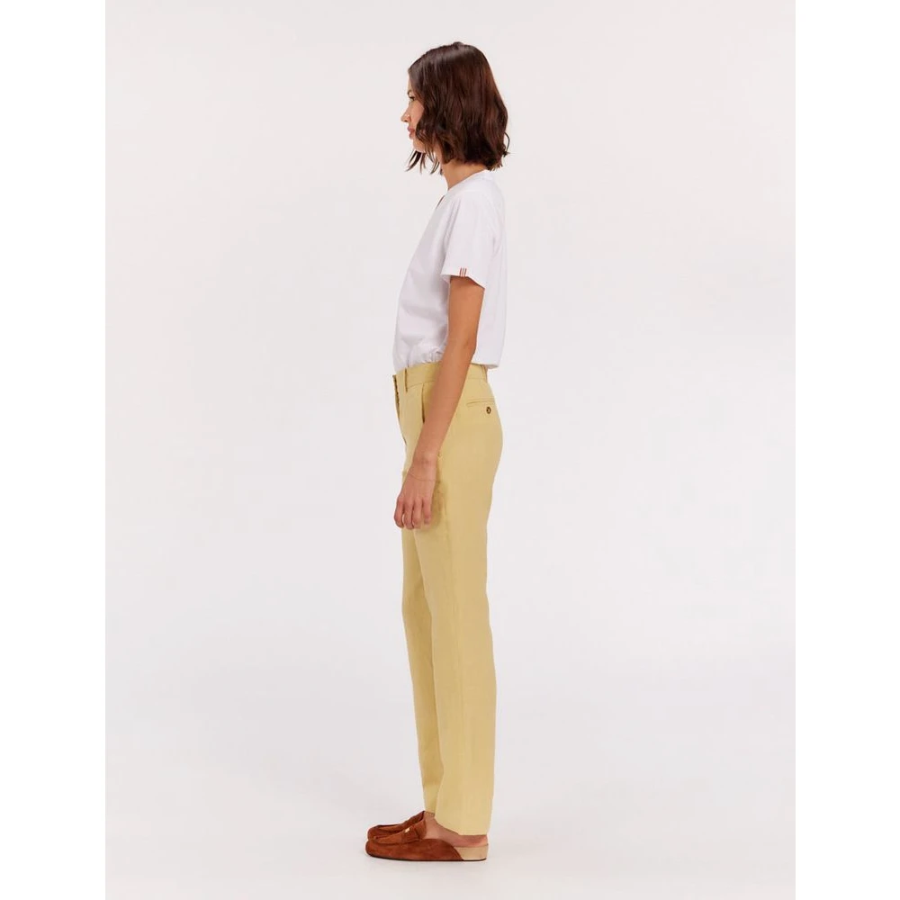 Ines De La Fressange Paris Straight-Leg Citroen Linnen Broek Yellow Dames