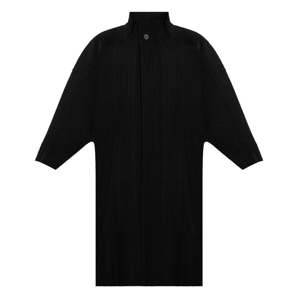 Issey Miyake Zwarte Decemberjas met Unieke Details Black Heren