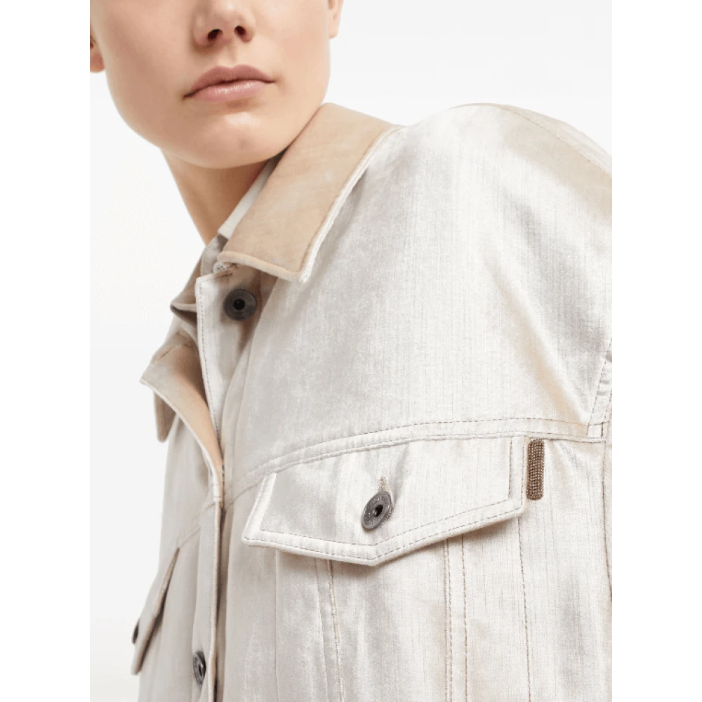BRUNELLO CUCINELLI Geparelde Afwerking Gewatteerde Jas Beige Dames