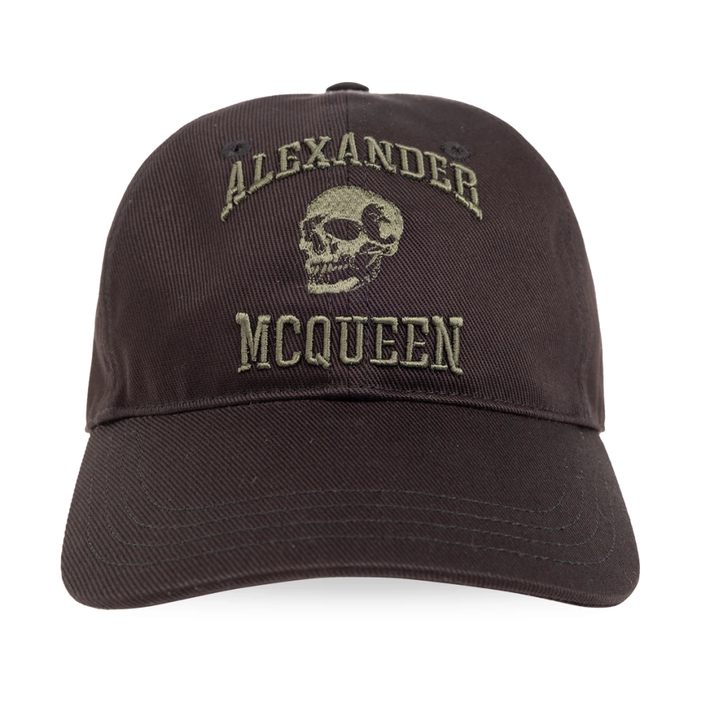 Alexander mcqueen Varsity Skull Cap 100% Katoen Black Heren