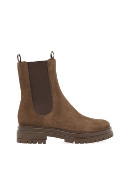 Bruna mocka ankelboots med elastiska paneler