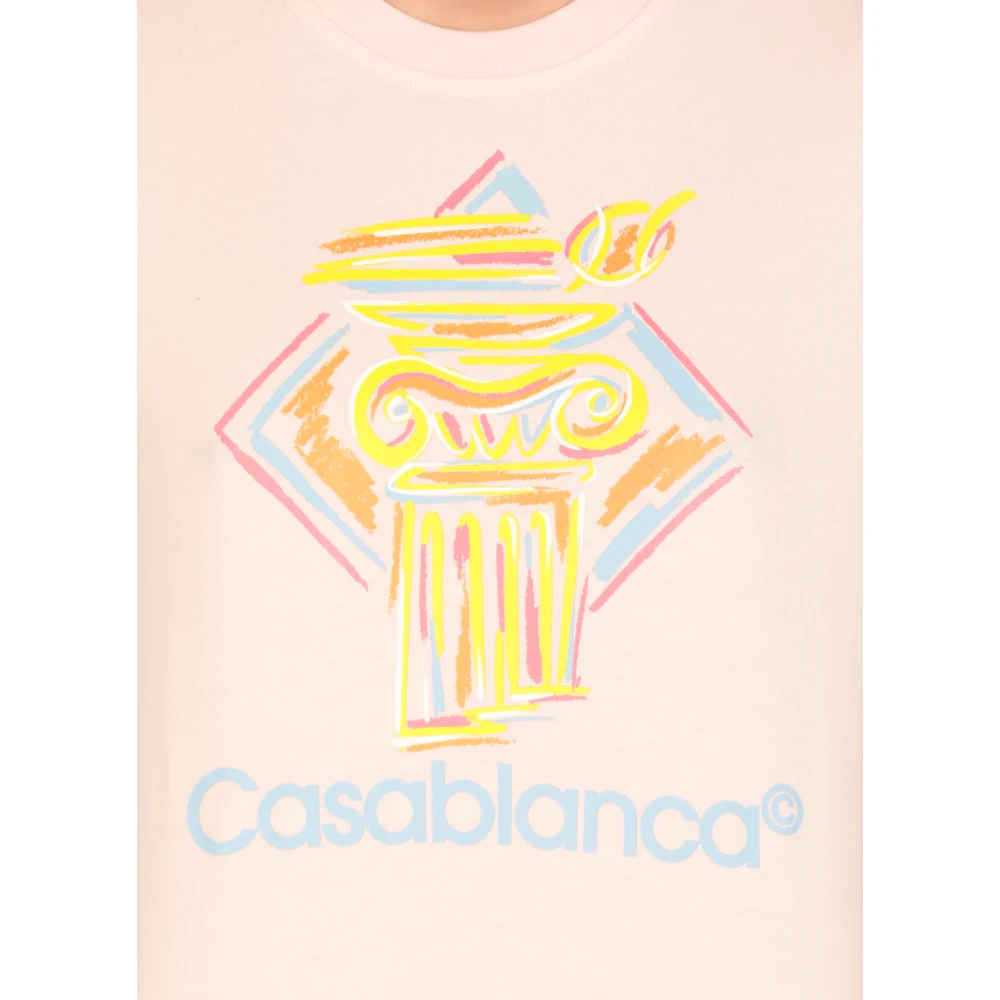 Casablanca Roze Katoenen T-shirt met Diamantprint Pink Dames