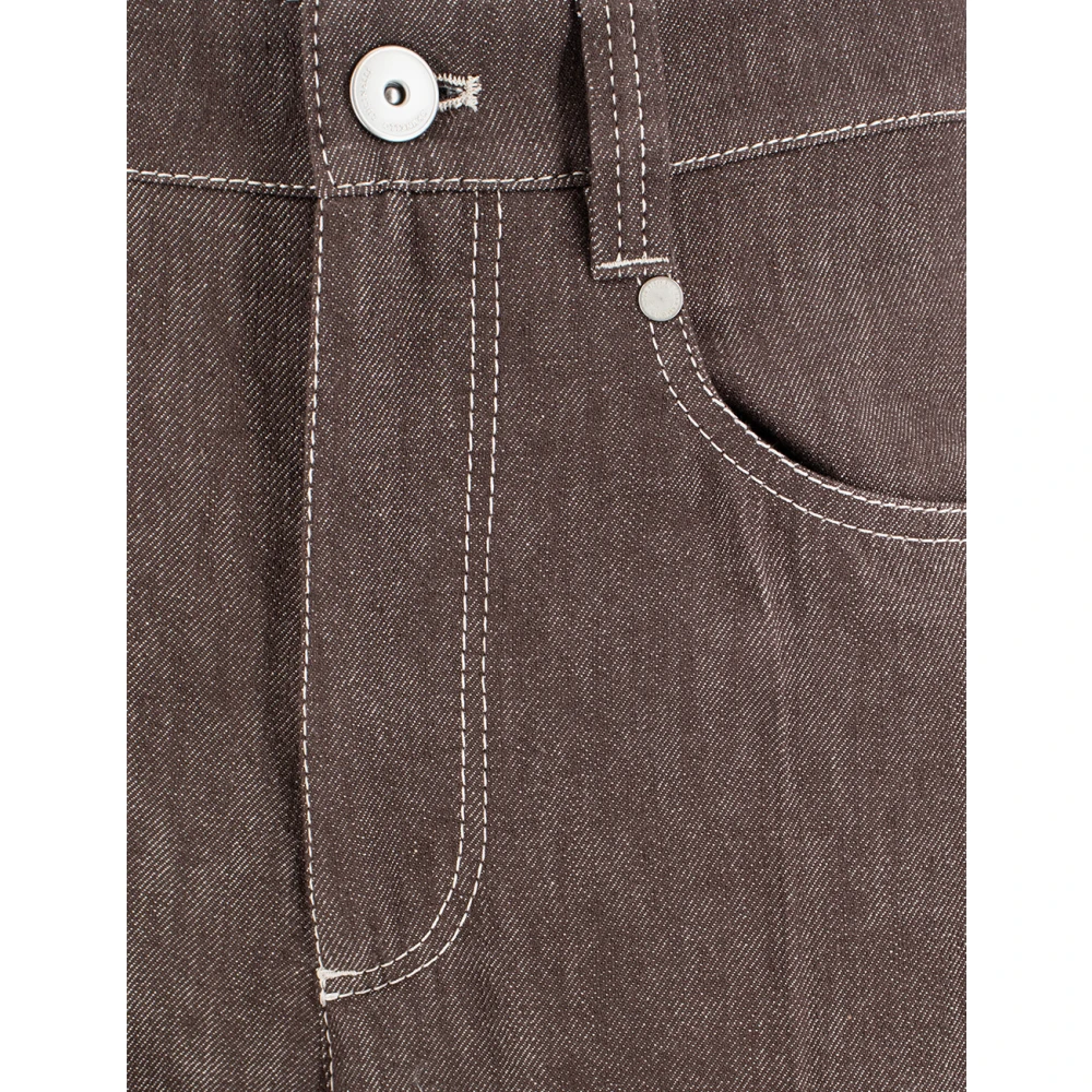 BRUNELLO CUCINELLI Casual denim broek met wijde pijpen Brown Dames