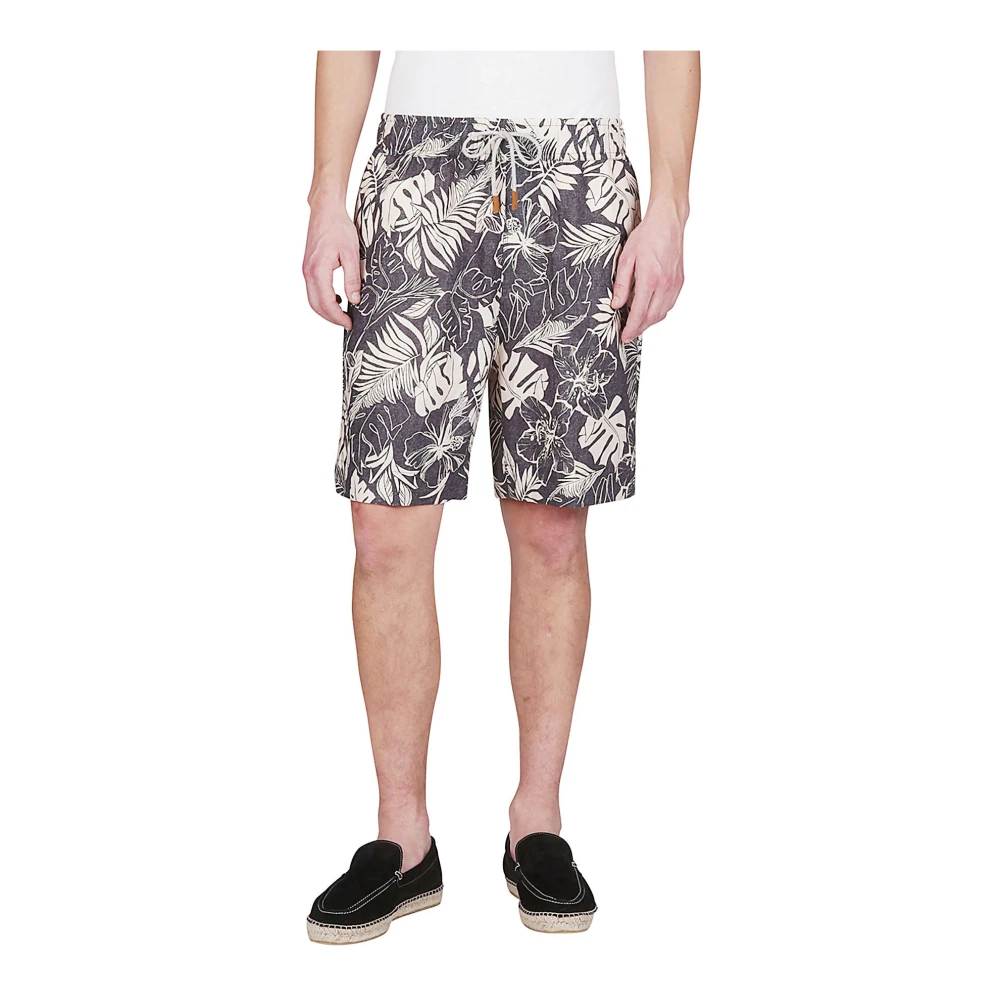 Eleventy Linnen Jogger Bermuda Shorts Multicolor Heren