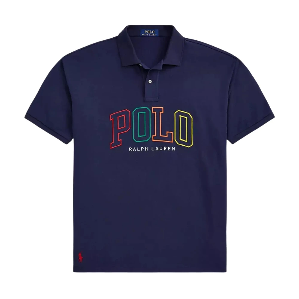 Ralph Lauren Marineblauwe polo shirt met kleurrijk logo Blue Heren