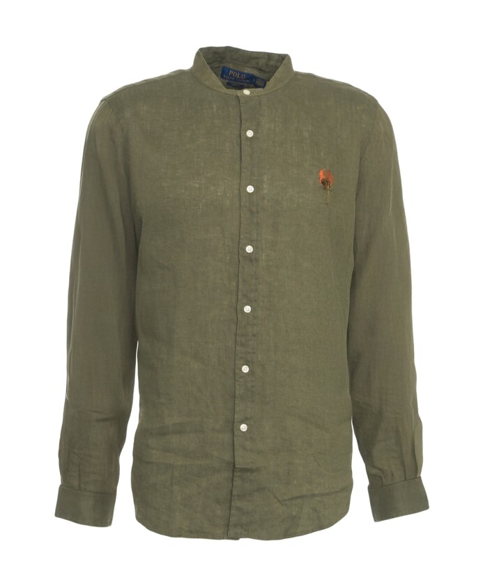 green-mandarin-collar-linen-shirt