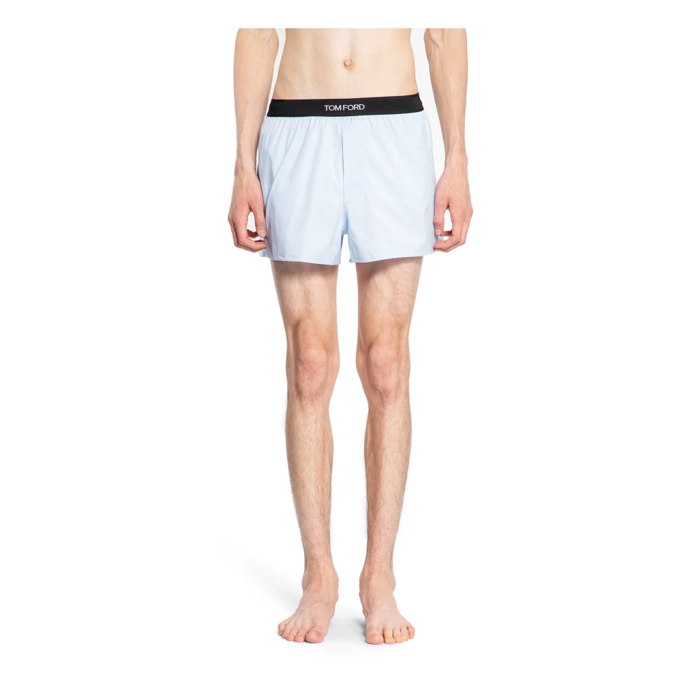 Tom Ford Elastische Logo Jacquard Taille Klassieke Pasvorm Blue Heren